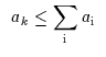 $\begin{array}{c}a_{k} \leq \displaystyle{\sum_{\rm {i}}{a_{\rm {i}}}}\end{array}$