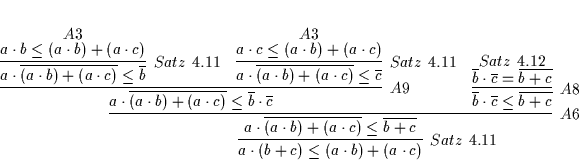 \begin{displaymath}
% latex2html id marker 5089\infer
[Satz\ \ref{SATZ31d}]
...
...verline{b} \cdot \overline{c} = \overline{b + c}}
{}
}
}
}
\end{displaymath}