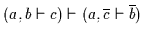 $( a, b \vdash c ) \vdash ( a, \overline{c} \vdash \overline{b} )$