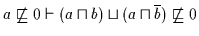 $a \not\sqsubseteq 0 \vdash ( a \sqcap b ) \sqcup ( a \sqcap
\overline{b} ) \not\sqsubseteq 0$