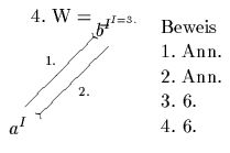 $\begin{xy}
*!C\xybox{
(30,20)\OutText{Beweis},
(30,15)\OutText{1.~Ann.},
(3...
...}}{B},
\ArtVon[@<1ex>^{1.}]{A}{B}
\GattungVon[@<-1ex>_{2.}]{A}{B}
}
\end{xy}$