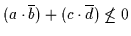 $( a \cdot \overline{b} ) + ( c \cdot \overline{d} ) \not\leq 0$